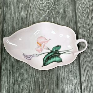 Vintage Toyo Japan Porcelain Plate Gold Rim Pink Floral